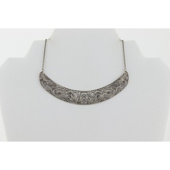 Sterling Silver Ahead of the Curve Bib Necklace Silpada 16"-18" Adjustable - Picture 3 of 8